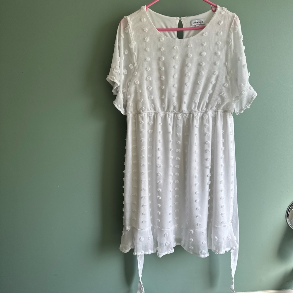 Motherhood White Flutter Sleeve Maternity Dress